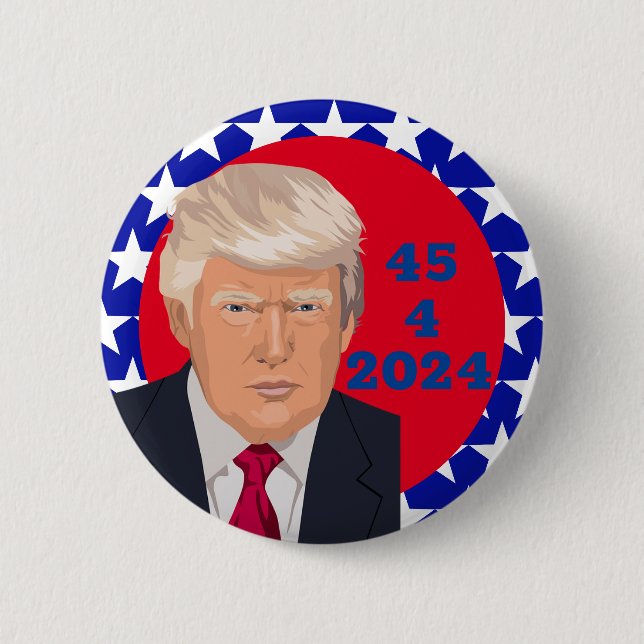 45 4 2024, Red,  White and Blue Election Button (Front)
