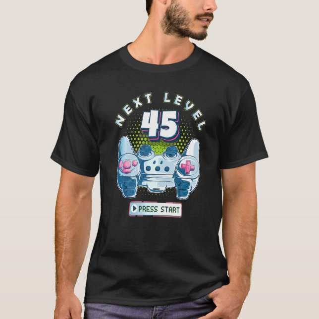 45 Birthday Gamer Next Level 45 Gaming Controller  T-Shirt (Front)