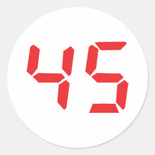 45 fourty-five red alarm clock digital number classic round sticker