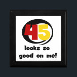 45 Looks So Good On Me T shirts and Gifts Gift Box<br><div class="desc">If you or someone you know is turning 45 years old,  you'll love our 45 Looks So Good On Me birthday T-shirts,  buttons,  cards,  stickers,  mugs,  magnets,  and other 45th birthday apparel and gifts with a black,  red,  and yellow text design.</div>