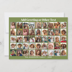 45 Photo Collage Grid with Text - green white Holiday Card