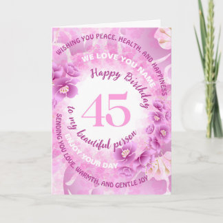 45 Pink Cherry Blossom Floral Milestone Birthday Card
