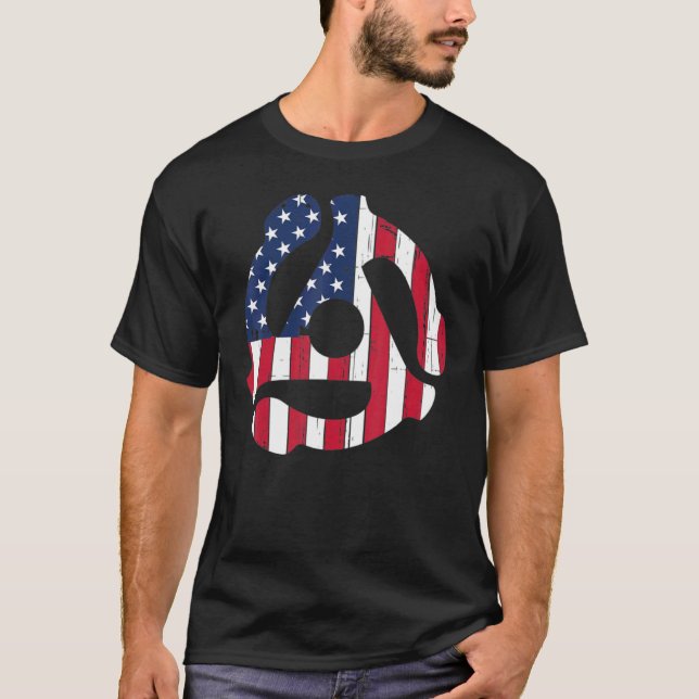 45 Recording Adapter American Flag July 4th T-Shirt (Front)
