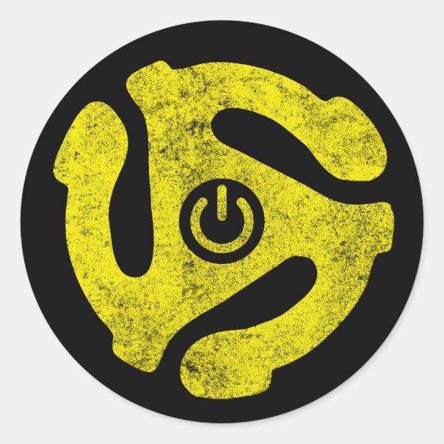 45 RPM Adapter Power Symbol Sticker Retro Vinyl  (Front)
