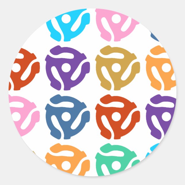 45 RPM Record Adapter Pop Art Classic Round Sticker (Front)
