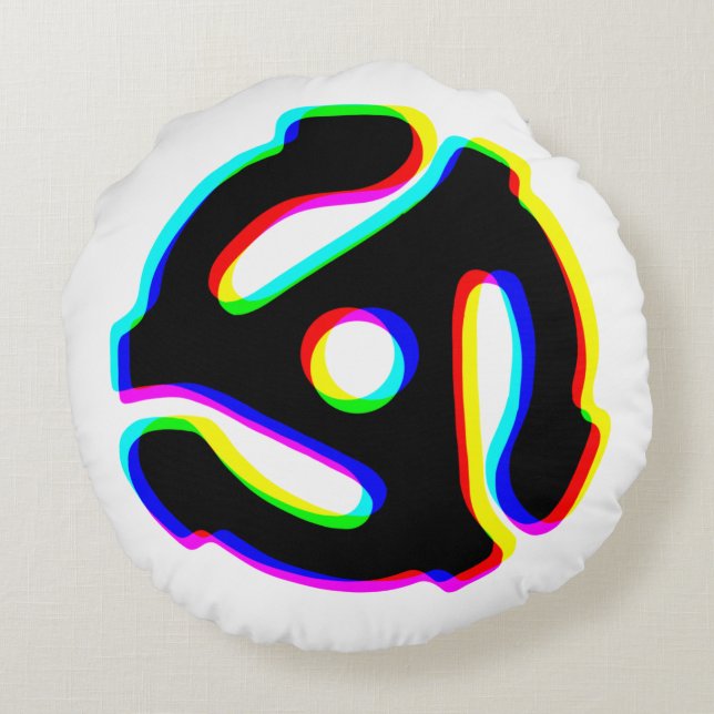 45 RPM Record Adapter with Glitch Effect Round Cushion (Back)
