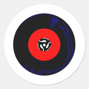 45 RPM SIngle Record Classic Round Sticker