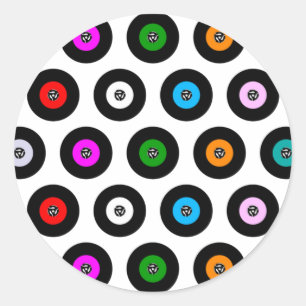 45 RPM SIngle Record Seamless Background Classic Round Sticker