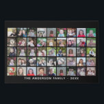 45 Square Photo Collage Grid with Text - black Faux Canvas Print<br><div class="desc">Use 45 SQUARE photos to create a personal photo collage. This modern, clean layout includes a text block in a san serif font to add a family name or a name. The background colour can be changed in the customise area. ***For best results for this multi photo layout - crop...</div>