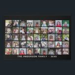 45 Square Photo Collage Grid with Text - black Faux Canvas Print<br><div class="desc">Use 45 SQUARE photos to create a personal photo collage. This modern, clean layout includes a text block in a san serif font to add a family name or a name. The background colour can be changed in the customise area. ***For best results for this multi photo layout - crop...</div>