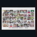 45 Square Photo Collage Grid with Text - white Faux Canvas Print<br><div class="desc">Use 45 SQUARE photos to create a personal photo collage. This modern, clean layout includes a text block in a sans serif font to add a family name or a name. The background colour can be changed in the customise area. ***For best results for this multi photo layout - crop...</div>