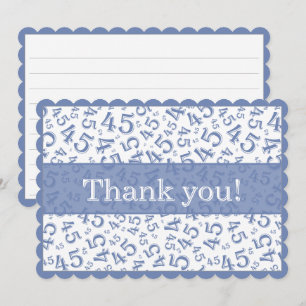 45 "Thank you!" Blue/White Number Pattern  Thank You Card