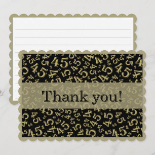 45 "Thank you!" Gold/Black Number Pattern  Thank You Card