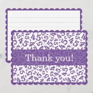 45 "Thank you!" Purple/White Number Pattern Thank You Card
