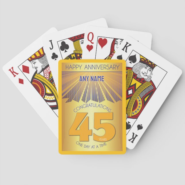 45 Year | Golden Ray 12 Step CUSTOM NAME Playing Cards (Back)