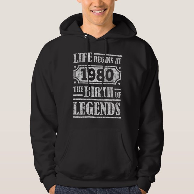 45 Year Old 1980 Birth Of Legend 45th Birthday Hoodie (Front)