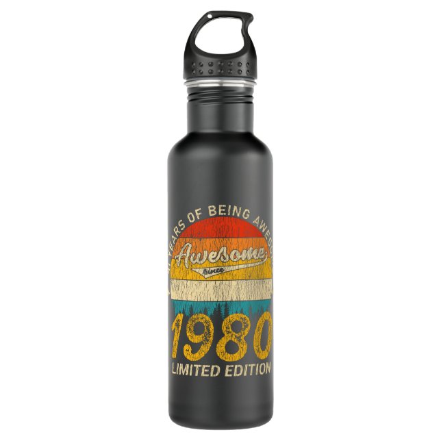 45 Year Old 1980 Retro Awesome 45th Birthday Gift 710 Ml Water Bottle (Front)
