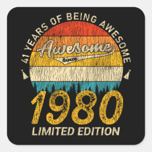 45 Year Old 1980 Retro Awesome 45th Birthday Gift Square Sticker