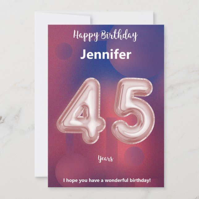 45 year old Happy Birthday card (Front)