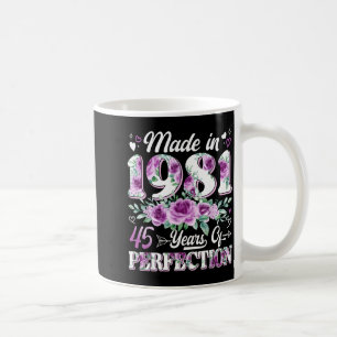 45 year old made in 1981 floral 45th birthday wome coffee mug