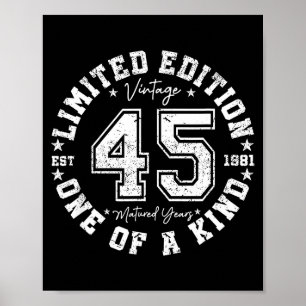 45 Year Old Vintage 1981 Limited Edition 45th Birt Poster