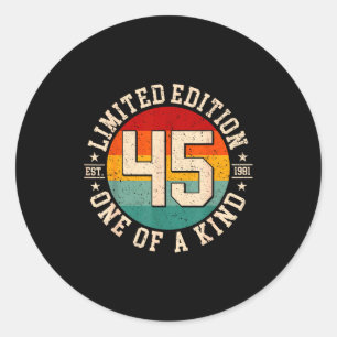 45 year old vintage 1981 limited edition 45th classic round sticker
