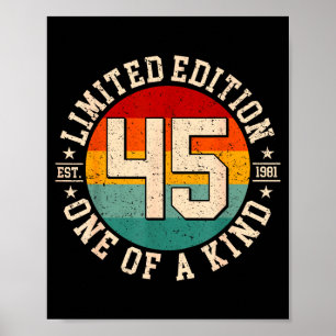 45 year old vintage 1981 limited edition 45th poster