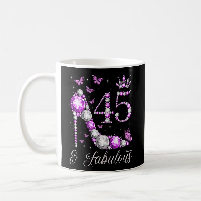 45 Years Old & Fabulous 45th Birthday High Heel Bu Coffee Mug (Left)