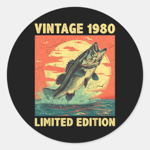 45 Years Old Gift 1980 Fishing Fisherman Fish 45th Classic Round Sticker