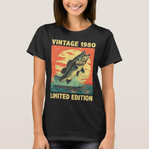 45 Years Old Gift 1980 Fishing Fisherman Fish 45th T-Shirt