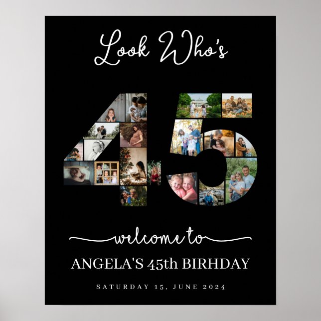 45 years old happy birthday photo collage poster (Front)