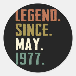 45 Years Old Legend Since May 1977 45th birthday Classic Round Sticker