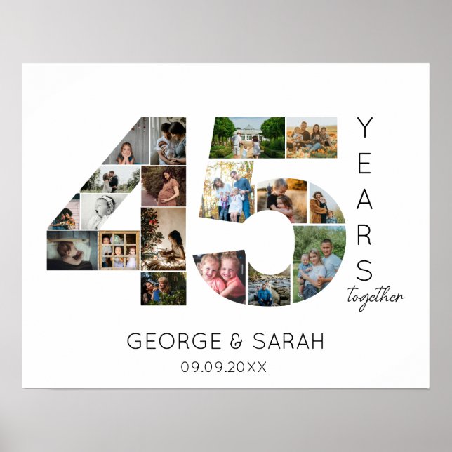 45 Years Photo Collage ruby Wedding Anniversary Poster (Front)