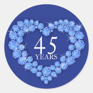 45 years sapphire heart blue & white sticker