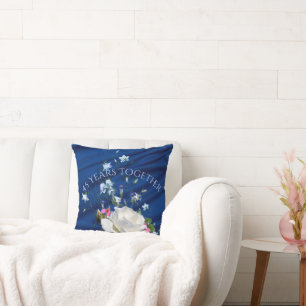 45 Years Together White Roses Anniversary Cushion
