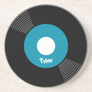 45s Record Coaster (Teal) CUSTOMIZABLE