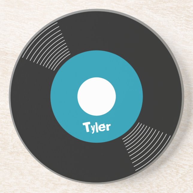 45s Record Coaster (Teal) CUSTOMIZABLE (Front)
