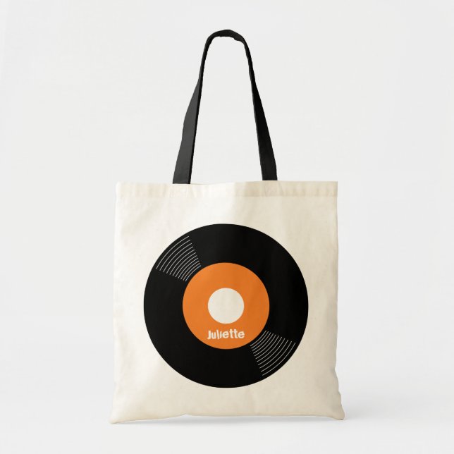 45s Record Tote (Orange) CUSTOMIZABLE Bag (Front)