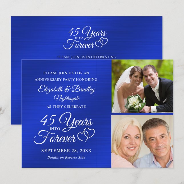 45th 65th Anniversary Hearts YEARS INTO FOREVER Invitation (Front/Back)