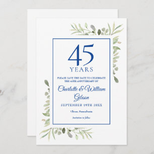 45th 65th Anniversary Save the Date Greenery Invitation