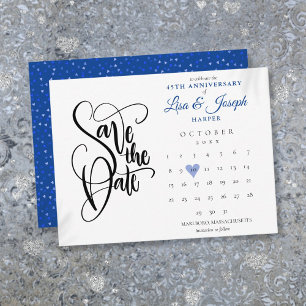 45th 65th Anniversary Save the Date Heart Calendar Postcard