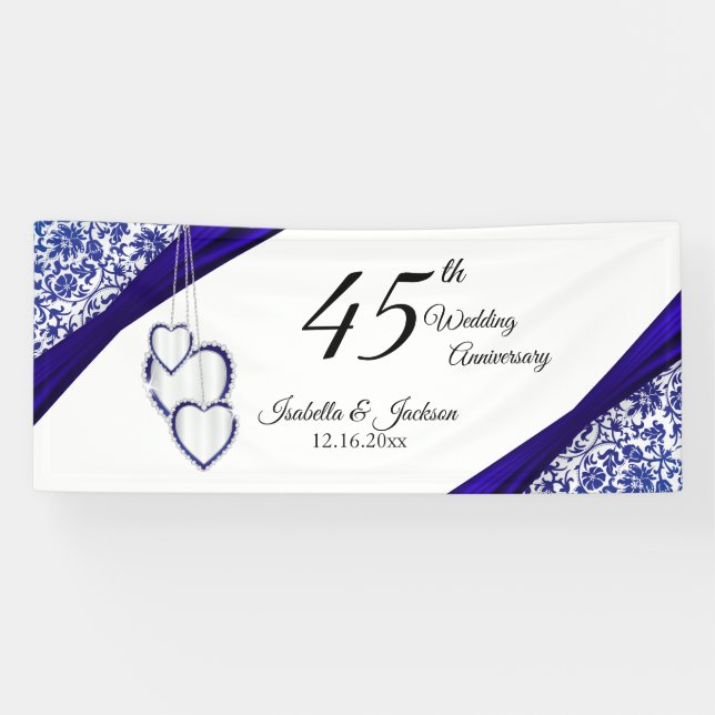 45th / 65th Sapphire Floral Anniversary Banner (Horizontal)