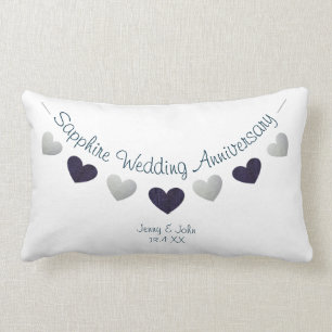 45th/ 65th sapphire wedding anniversary bunting lumbar cushion