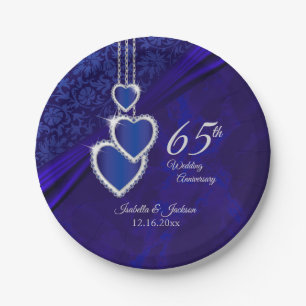 45th /65th Sapphire Wedding Anniversary Design Paper Plate