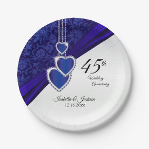 45th / 65th Sapphire Wedding Anniversary Design Paper Plate