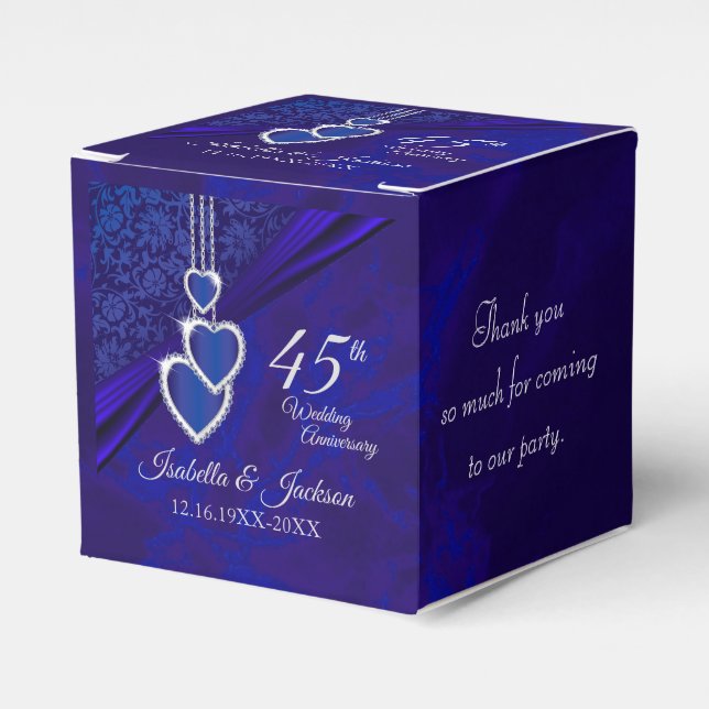 45th / 65th Sapphire Wedding Anniversary Favour Box (Front Side)