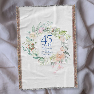 45th 65th Wedding Anniversary Floral Garland Throw Blanket