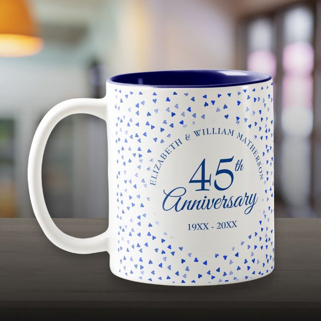 45th 65th Wedding Anniversary Hearts Confetti Two-Tone Coffee Mug (45th 65th Wedding Anniversary Hearts Confetti Two-Tone Coffee Mug)