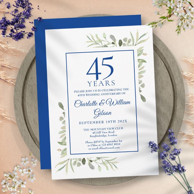 45th 65th Wedding Anniversary Watercolor Greenery Invitation (45th 65th Wedding Anniversary Watercolor Greenery Invitation)