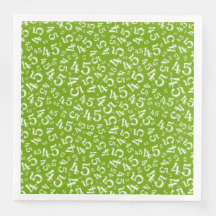 45th Age Random Number Pattern Green/White Napkin
